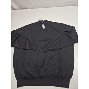 Tulliano Sweater Mens 3XL Black Silk Cotton Mock Neck Lightweight Knit Pullover